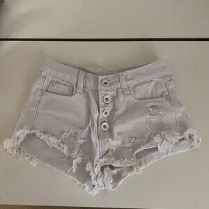 White Distressed Jean Shorts